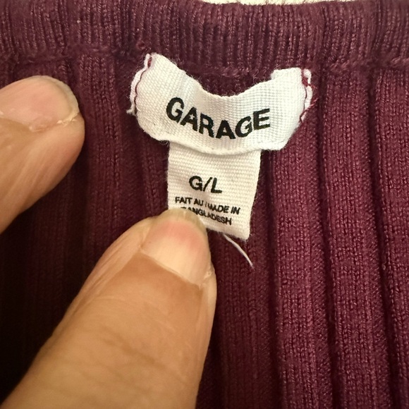 Garage Deep burgundy Ribbed Crop Top - Picture 3 of 3